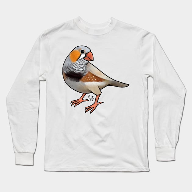 Bird - Finch - Zebra Finch Long Sleeve T-Shirt by Jen's Dogs Custom Gifts and Designs